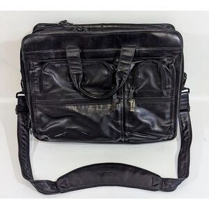 TUMI Alpha Expandable Large Leather Briefcase  Laptop Messenger Shoulder Bag